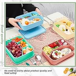 Ziliny 4 Pcs Silicone Bento Box Reusable Lunch