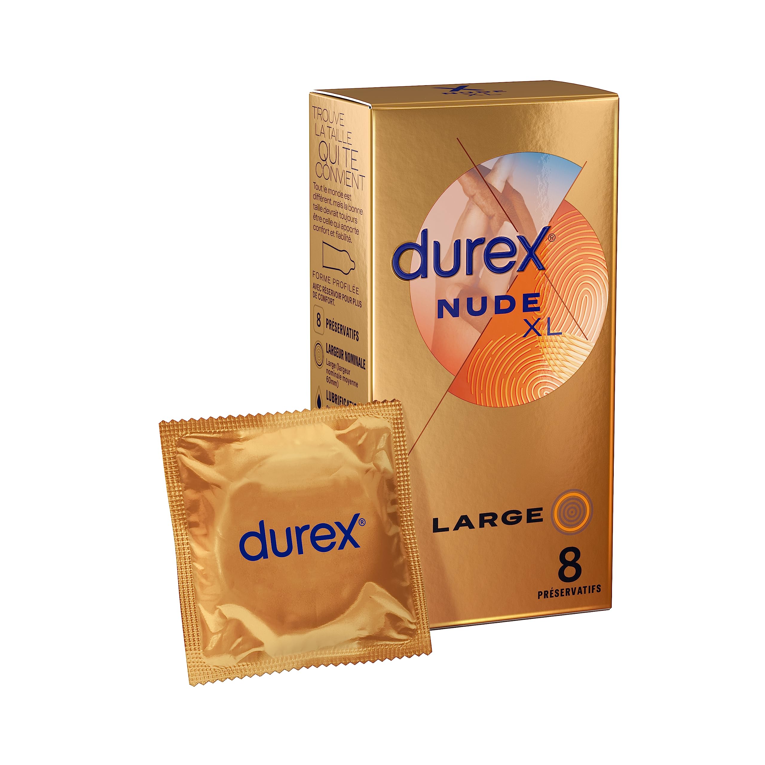 Durex Nude XL Extra Thin and Extra Large Condoms - 8 Condoms