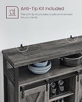 VASAGLE Sideboard Kitchen Cabinet with Sliding Doors 33x100x80 cm Stone Grey view 8