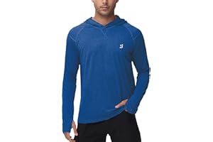 Roadbox UPF 50+ Fishing Shirts for Men - Long Sleeve UV Sun Protection Hoodie Shirt for Running Athletic Workout Hiking