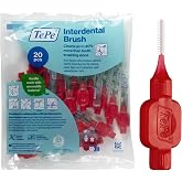 TePe Original Interdental Brush, Red, for Cleaning Teeth Gaps, 20pcs | Reusable soft dental brushes. Color-coded sizes target plaque in tooth gaps, braces &amp; implants to support better gum health.