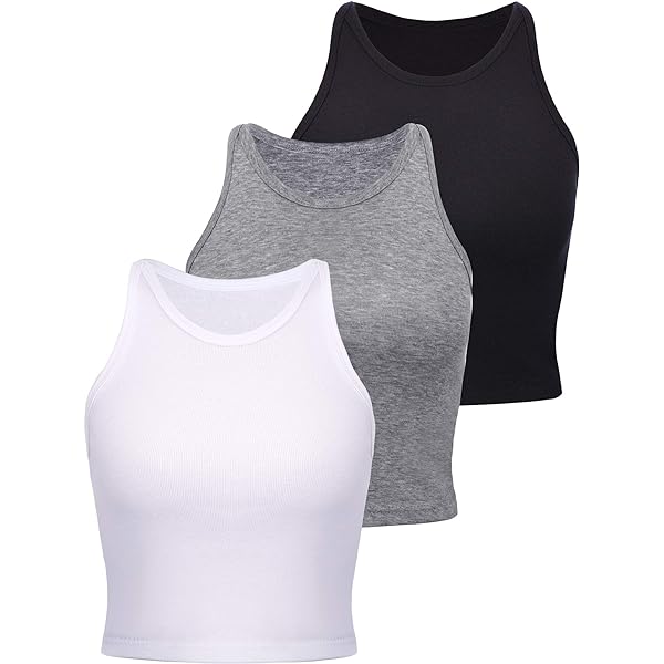 OQQ Women's 2 Piece Tank Tops Crew Neck Sleeveless Basic Stretch
