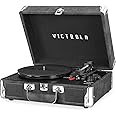 Victrola Journey Bluetooth Portable Suitcase Record Player – with Built-in Speakers, 3 Speed Vinyl Record Player, RCA Out, Headphone Jack, Gray