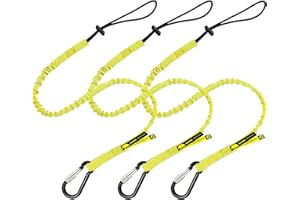 BearTOOLS Tool Lanyard with Buckle Strap – Clip Bungee Cord – Heavy Duty Screw Locking Connector – Fall Protection and Safety – Adjustable Loop End – Tough Tether – Construction - 0923YS (3 Pack)