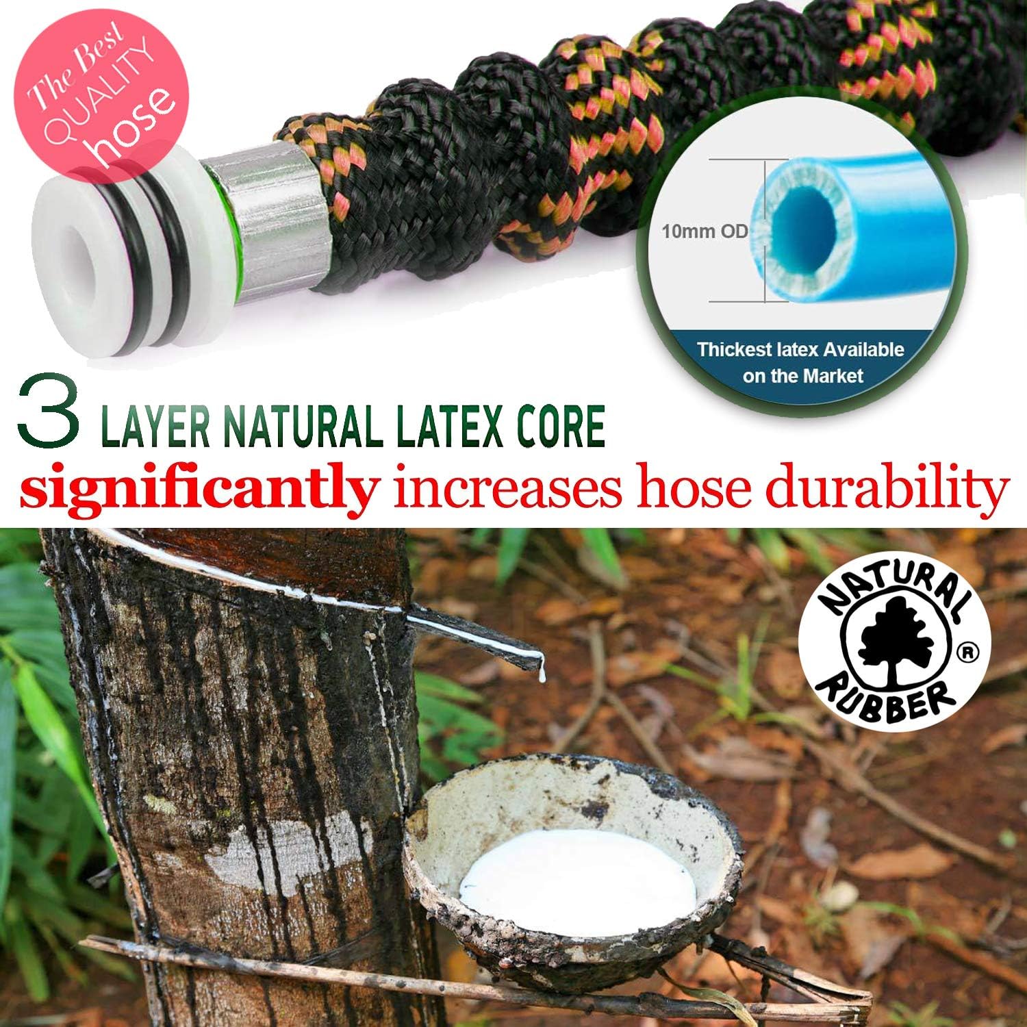 Garden Hose Expandable Garden Hose 100 ft Garden Hose with Triple Layer Latex Core, 3/4" Solid Brass Fittings, 3750 D Extra Strength Fabric 10 Function Spray Nozzle for All Your Watering Need: Home Improvement