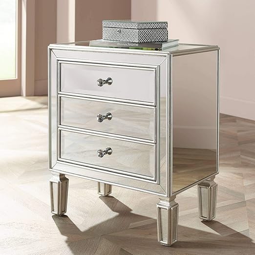 Amazon Com Aneta 22 Wide Mirrored And Silver Leaf Accent Table
