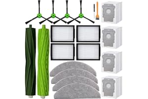 TIVCROXS Replacement Parts Accessories for iRobot Roomba Combo i5, i5+, j5, j5+ Robot Vacuum Cleaner, 1 Set of Roller Brush & 4 Filters & 4 Mop Pads & 4 Vacuum Bags & 4 Side Brushes
