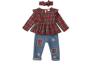Mioglrie Toddler Baby Girl Clothes 2T 3T 4T 12 18 24 Months Toddler Fall Winter Girls Outfit Jeans Pants Clothing Set