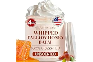 Beef Tallow for Skin - Whipped Unscented Tallow and Honey Balm | Natural Face Moisturizer for Dry & Sensitive Skin | 100% Gra