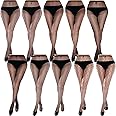 Duufin 10 Pairs Fishnet Stockings Women Fishnet Tights High Waist Fishnet Stocking Mesh Pantyhose