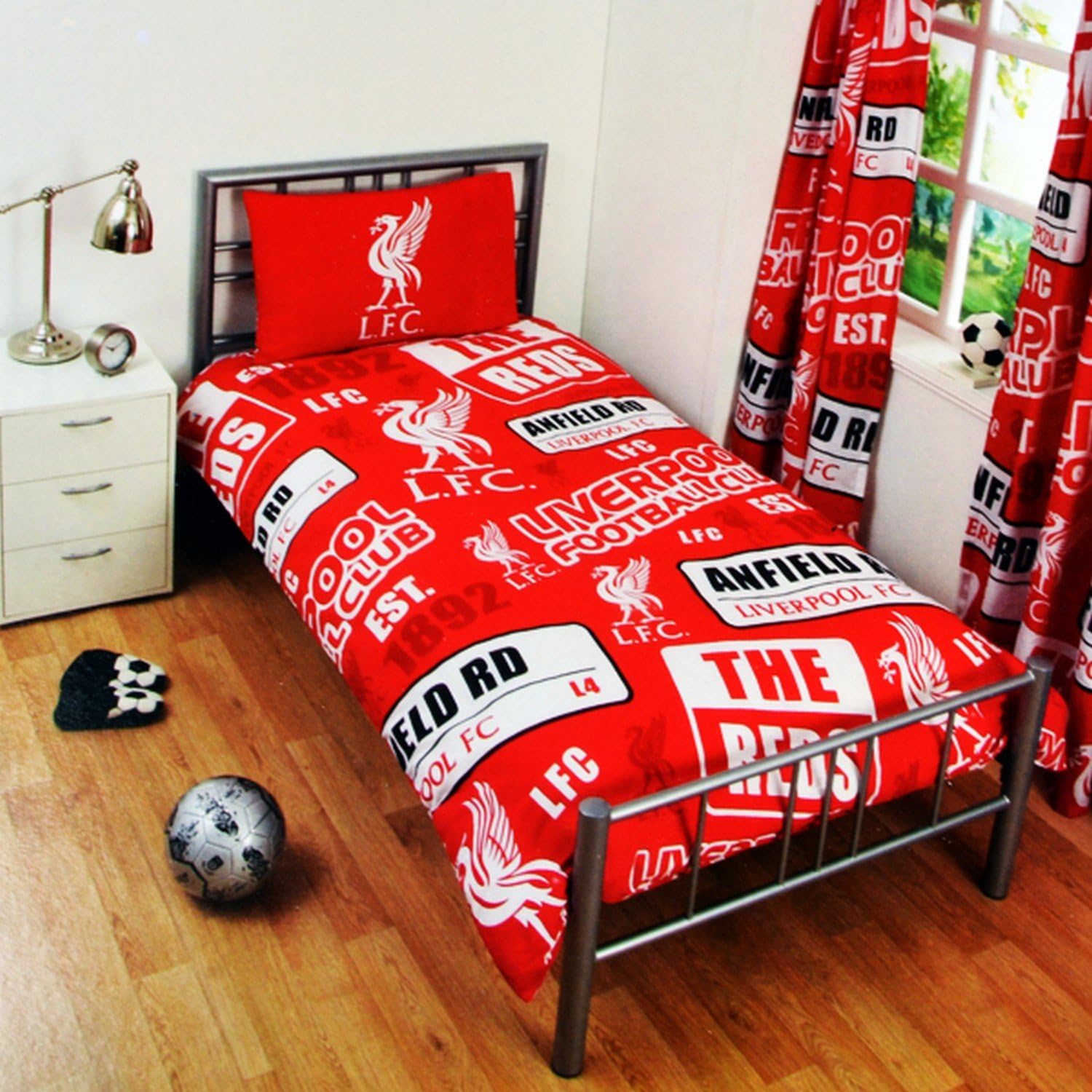 Liverpool FC Childrens/Kids Official Patch Football Crest Duvet/Comforter Set (Twin) (Red)