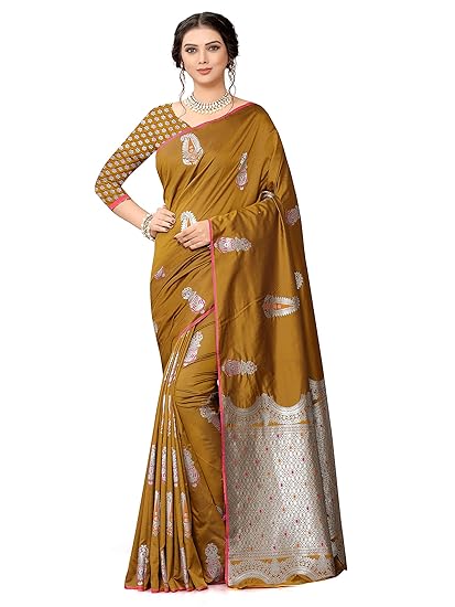 Shiv Textiles Womens Jacquard Art Silk Saree With Blouse Piece