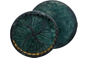 ARAW American Shamanic Native Drum Bison Natural Hide, Mulberry Wood Frame, Marble Green Color (20 Inches Diameter X 3 Inches Depth)