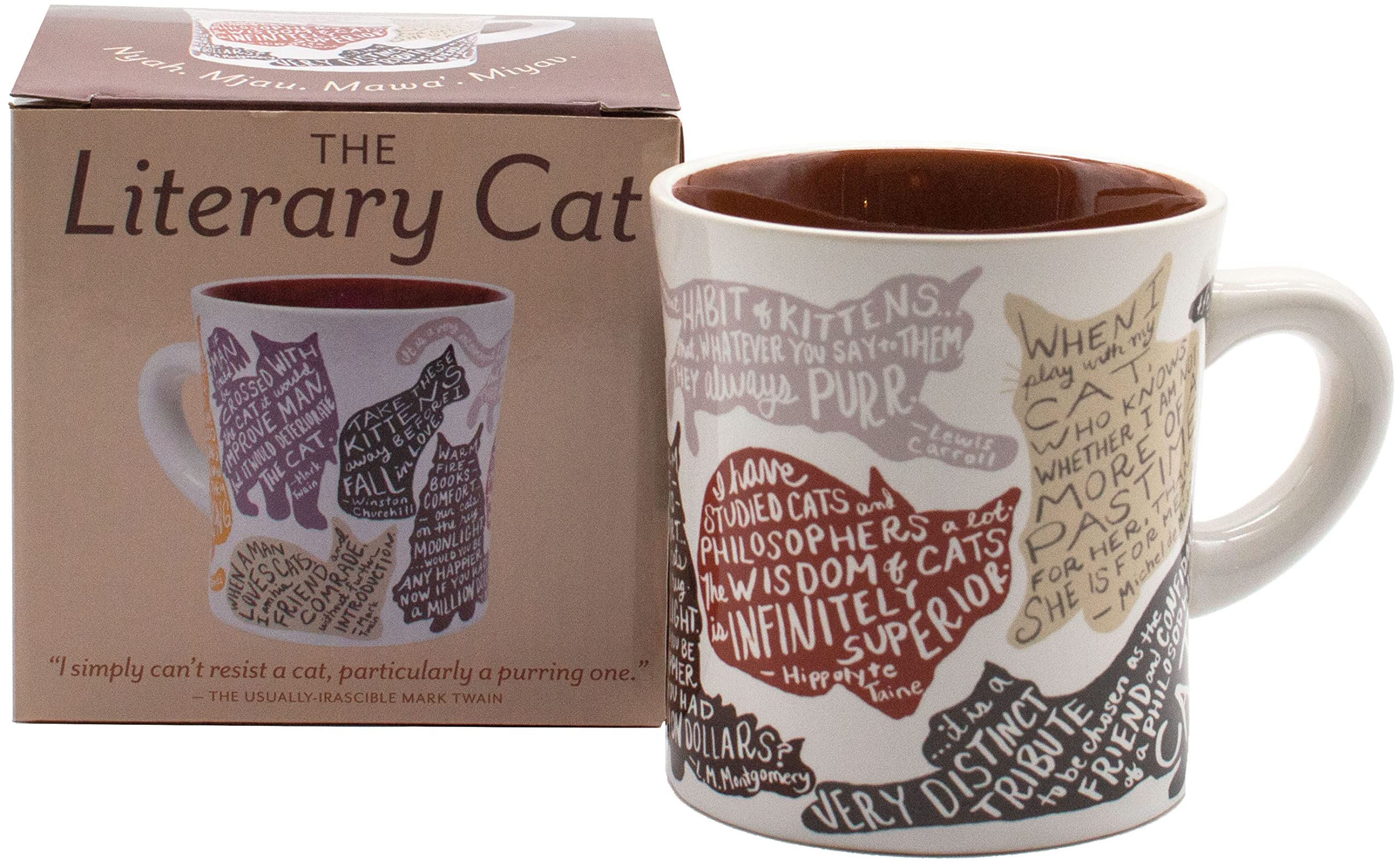The Unemployed Philosophers Guild Literary Cat Mug - Kitten Quotes from Famous Writers Authors and Other Feline Lovers - Comes in a Fun Gift Box
