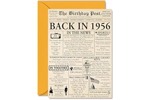70th Birthday Cards for Men Women - Back In 1956 Newspaper - 70 Happy Birthday Decorations Card for Her Him Grandpa Grandma D