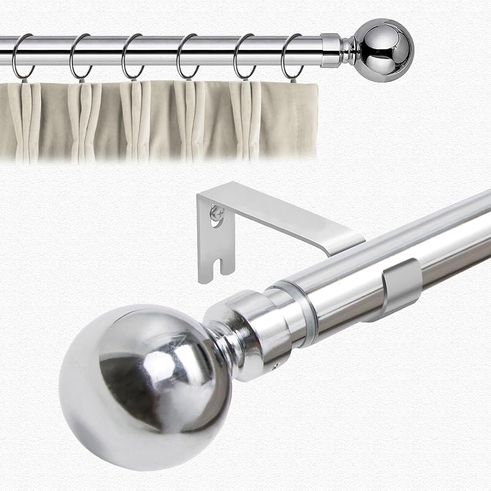 Aspire Homeware Curtain Pole Chrome Extendable 120 210 cm 28 mm