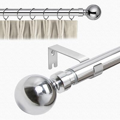 Aspire Homeware Chrome Extendable Curtain Pole 160-300cm 28mm Dia with Rings