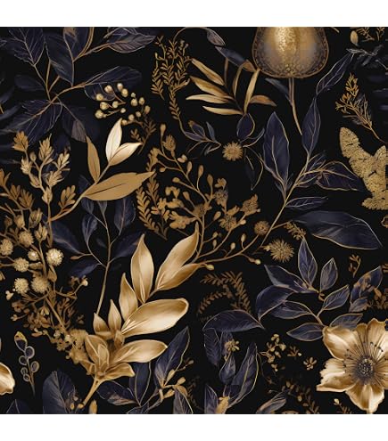 Fvlow Glowing Floral Peel & Stick Wallpaper – Vintage Dark Green Vinyl Contact Paper, 17.4 X 394 Inch, Thick Removable For Cabinets, Countertops & Furniture