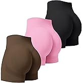 VVX 3 Piece Womens Workout Shorts Scrunch Butt Lifting Seamless High Waist Yoga Gym Shorts for Women