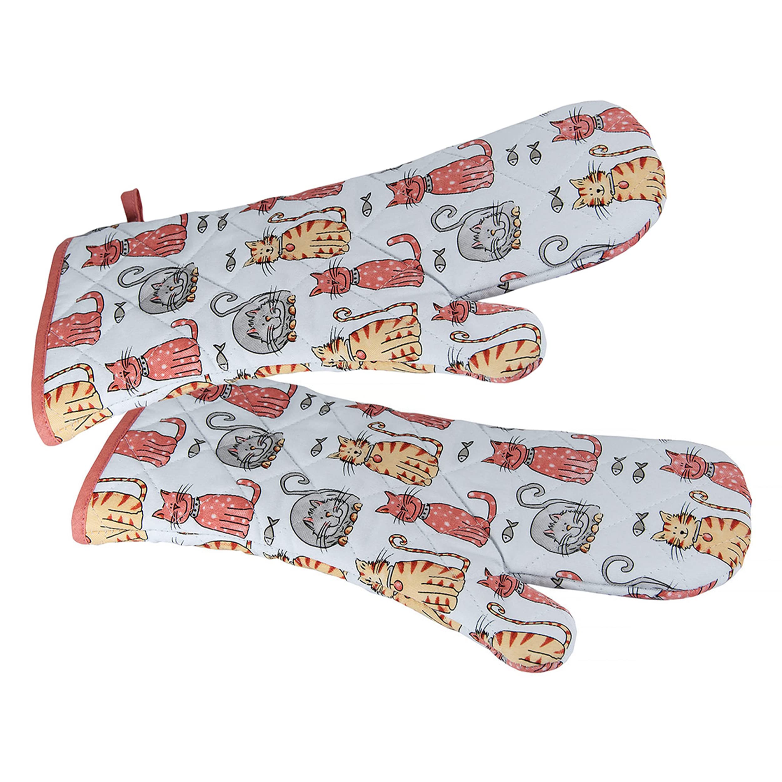 SPOTTED DOG GIFT COMPANY Oven Gloves Heat Resistant Oven Mitts Potholders for Grilling, Cooking, Baking, Microwave - Cute Cat Themed Kitchen Accessories and Gifts for Cat Lovers Women Men