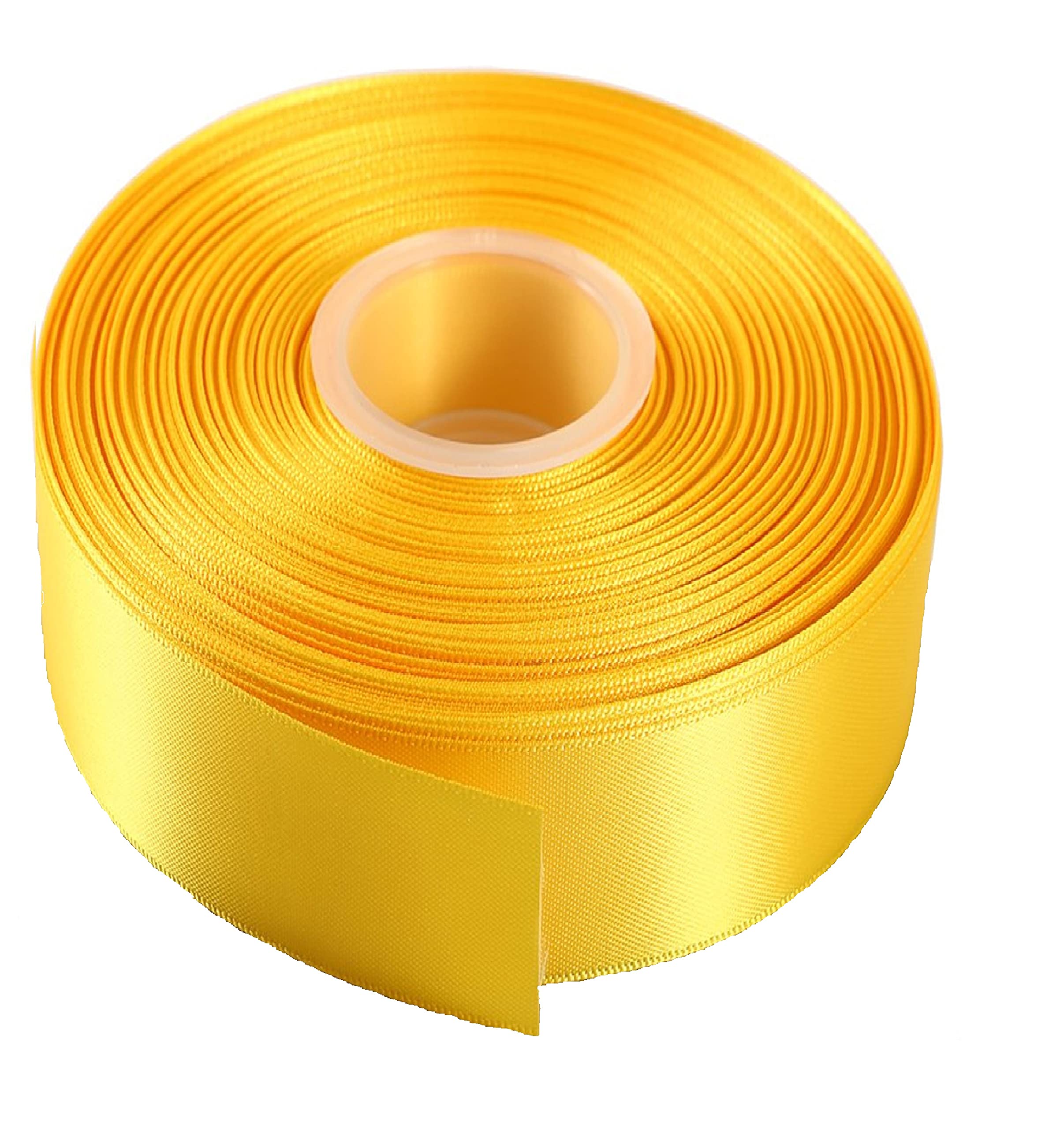 Double Faced Satin Ribbon -23 Metre, Perfect for Wedding, Gift Wrapping, Bow Making & Other Projects (50mm X 23 Metres, Yellow)