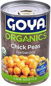 Goya Organic Chick Peas, Garbanzo Beans, Low Sodium, 15.5 oz