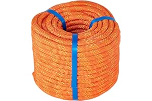 ERFEI 3/8 Inch 120ft Double Braided Polyester Arborist Rope, Heavy Duty Nylon Rope for Anchor, Tree Work, Cargo, Pulling, Sailing(Orange)