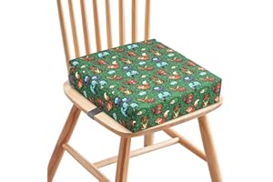Zicac Portable Toddler Booster Seat for Dining Table, Safer Non-Slip Kids Booster Seat with Double Adjustable Straps, Washable Detachable Strong Support Increasing Cushion for Child (Animal Green)