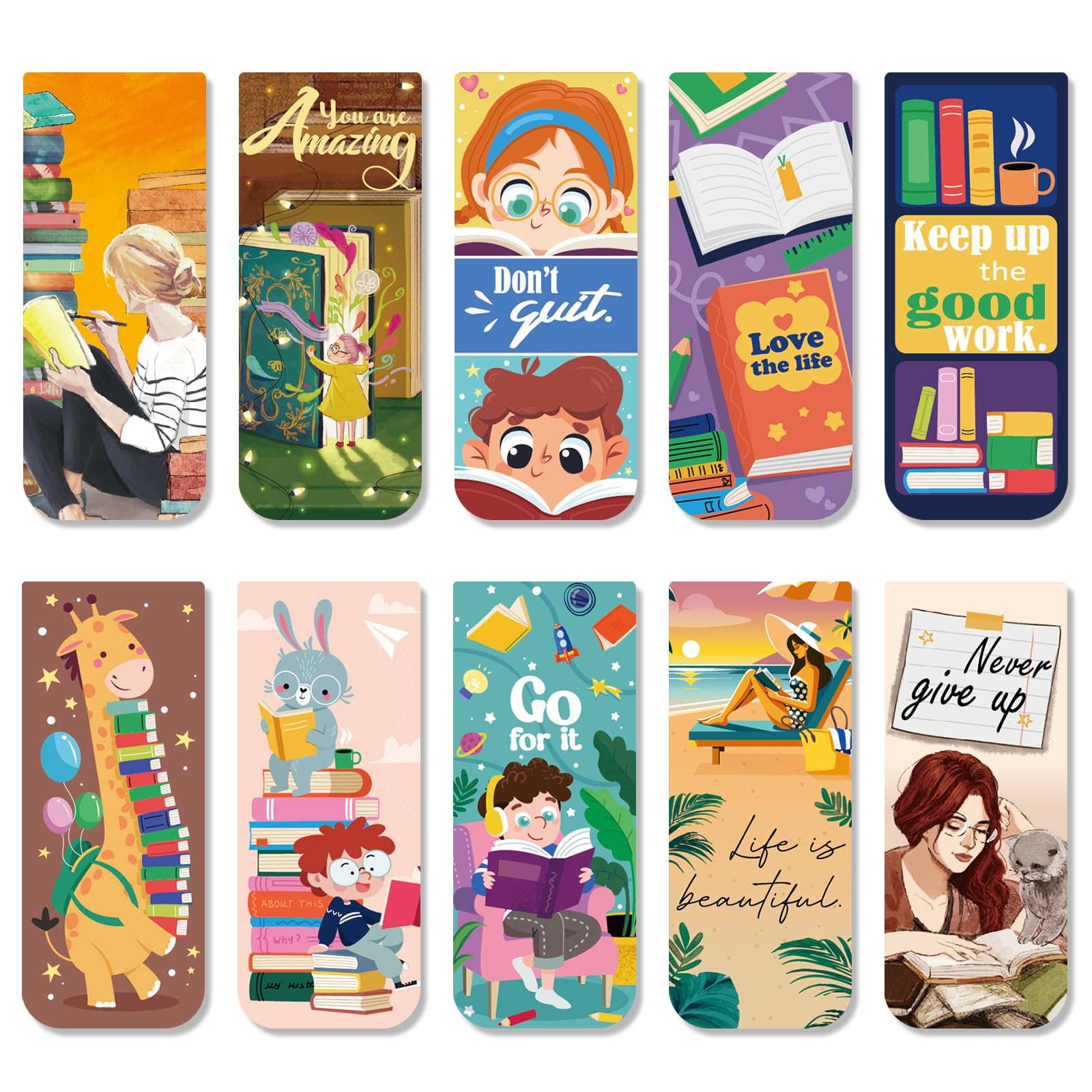JSRQT 30 Pack Magnetic Bookmark Motivational Book Marks Assorted for Lovers Gifts Students Marker Clip Magnet Page Personalised Reading