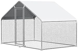 CHIKENCOOP Chicken Coop 9.8x6.5x6.5ft Large Metal Chicken Run for 6/10 Chickens Poultry Cage with Waterproof Cover for Duck Walk-in Chicken Pen for Yard