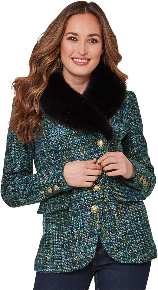 Amazon.com: Joe Browns Womens Tweed Short Jacket with Faux Fur Collar: Clothing