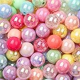 BERMRO 16mm Color Acrylic Beads 100pcs Cute Candy Colors Spacer Beads Loose Beads for DIY Crafting Necklace Bracelet Jewelry Making Keychain (Mix-Color)