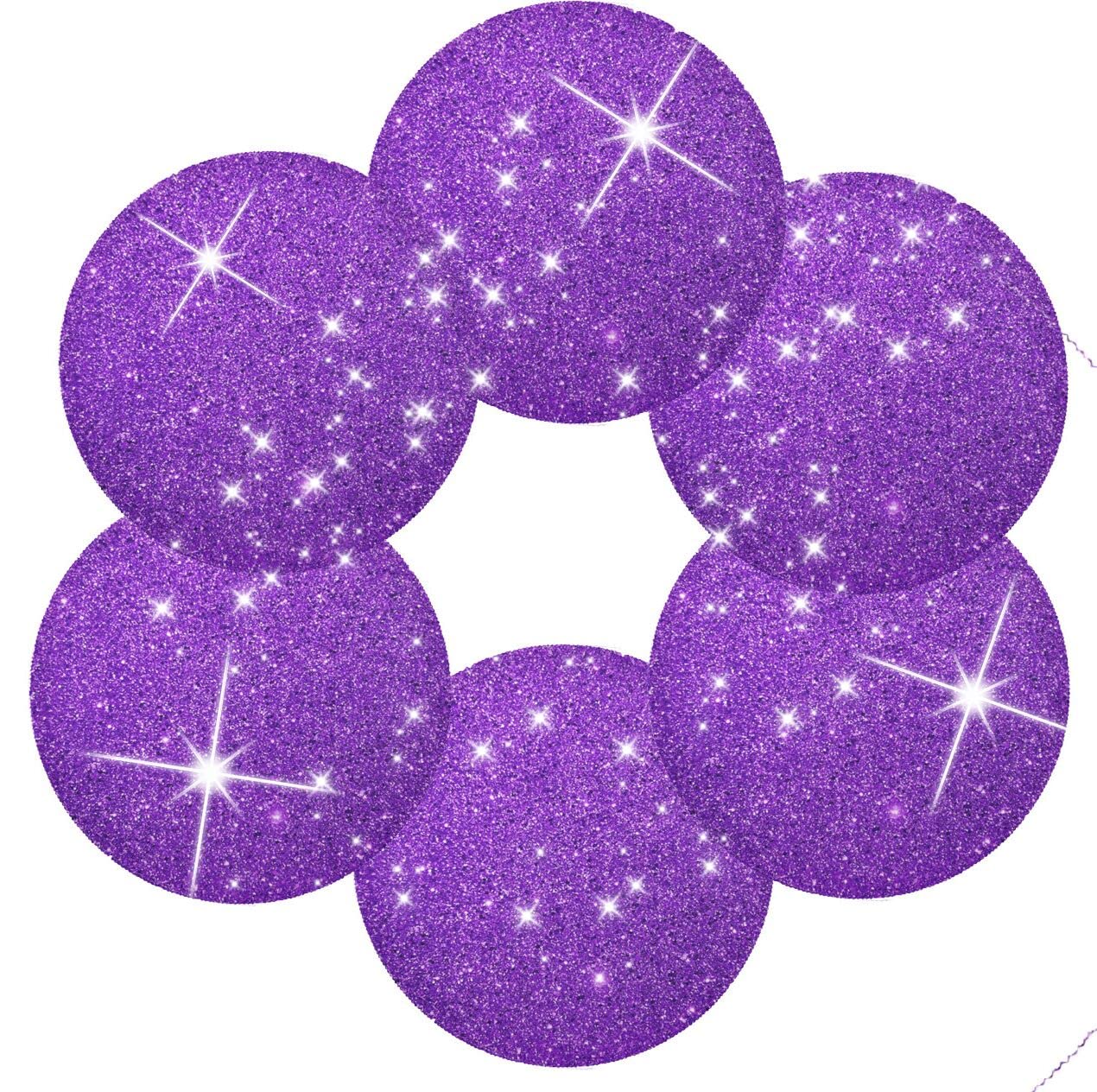 Round Placemats Purple Sparkly Bling Placemats Purple Sparkly Bling Place Mat Set of 6 Table Mats 15.4 inch for Kitchen Dining Table Holiday Party-OPUK