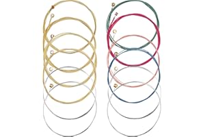 Bememo 2 Sets of 6 Guitar Strings Replacement Steel String for Acoustic Guitar (Yellow and Multicolor)