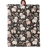 RQTWC Sheep Throw Blanket Gifts for Boys Girls Kids Adults, Cute Baby Lamb and Floral Theme Flannel Blankets for Travel Sofa Living Room Decor 50"X60"