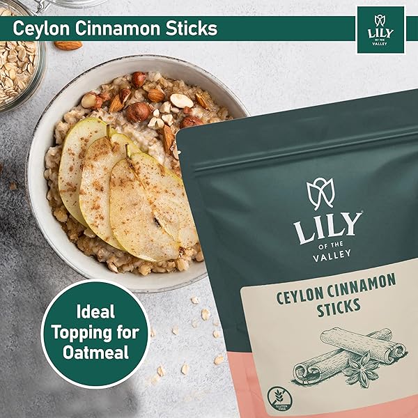 LILY OF THE VALLEY CEYLON CINNAMON POWDER – GROUND CINNAMON IDEAL FOR BAKING & COOKING – EXQUISITE FLAVOR AND AROMA – KETO FRIENDLY – VEGAN & GLUTEN-FREE – PACKED IN RESEALABLE POUCH (16OZ, 453G)