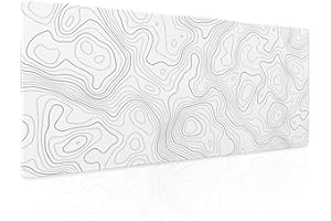 APORTT Topographic Map Large Mouse Pad XL White Lines Contour Geographic Extended Large Desk Mat Big Desk Pad 80X30 CM Non-Slip Rubber Base Stitched Edge Long Mousepad,31.5×11.8 Inch
