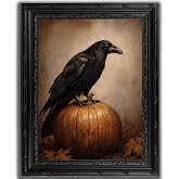 CBLIORUD Raven Canvas Wall Art Gothic Pumpkin Crow Print Artwork 12x16 In | Moody Raven Pumpkin Art Victorian Gothic Picture Wall Decor for Halloween decor Bedrooms Studies and Dark Academia Spaces