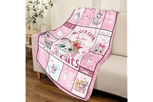 SEGXCFL Pink Cat Blanekt,Cat Gifts for Women Cat Lovers,Cat Blanket for Adults Girls Kids,Cat Print Blanket Soft Cozy Throw Blanket Cute Fleece Blanket Cat Themed Gifts Cat Mom Gifts 50"x60"