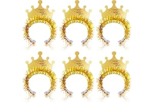 Solsew 6 Packs 2026 Happy New Year Headbands New Year's Eve Tiara 2026 Gold Crown Party Favors for Women Princess Holiday Celebrations Party Supplies