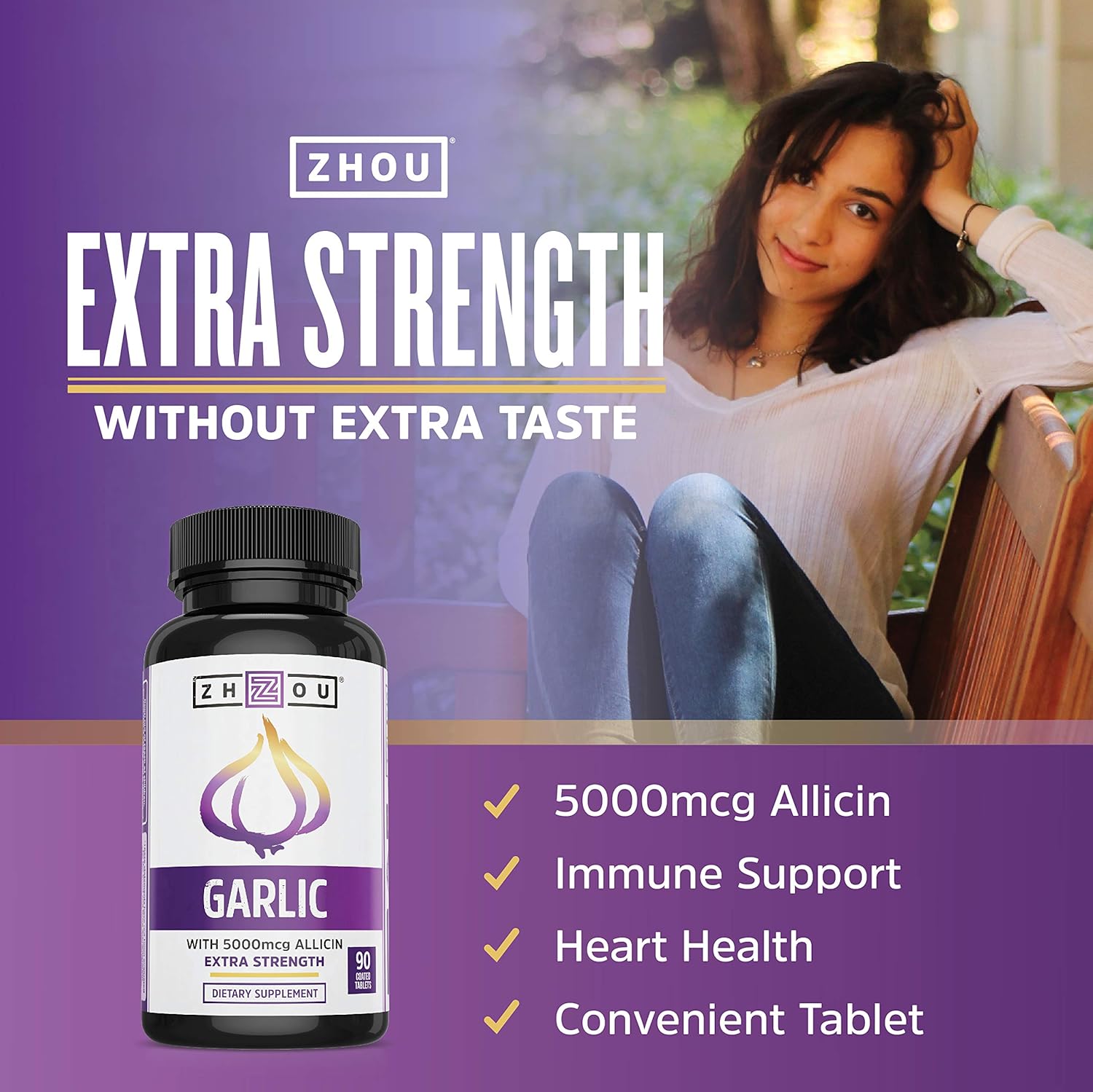 Extra Strength Garlic with Allicin - Powerful Immune System Support Formula - Enteric Coated Tablets for Easy Swallowing - Feel the Allicin Difference - 3 Month Supply: Health & Personal Care