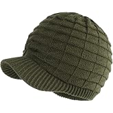 Unisex Winter Hats with Visor Warm Ski Hat Stylish Knitted Hat for Men and Women