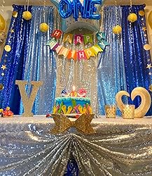Poise3EHome Baby Blue Sequin Backdrop Curtain, 2