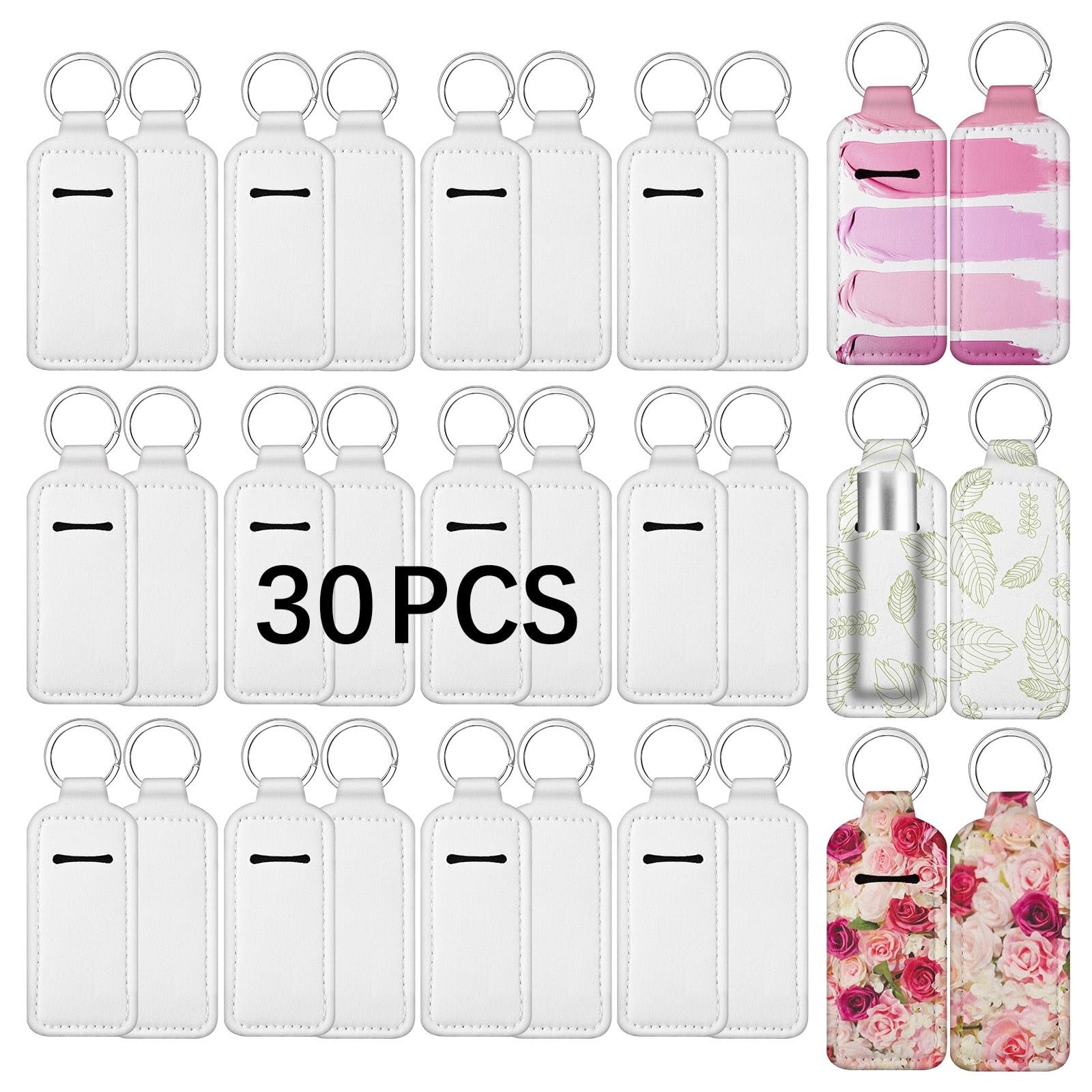Anpuimult Sublimation chapstick holder blanks bulk Blank Neoprene lipstick holder keychain Travel for Women DIY Key Ring