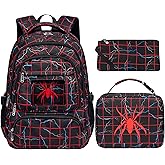 FunnyGifts Boys Backpacks with Lunch Box for Kids School Bookbag with Lunch Bag for Elementary Kindergarten Preschool Sticker for Backpacks Mochila Para Niños 4 5 6 7 8 9 10 11 12