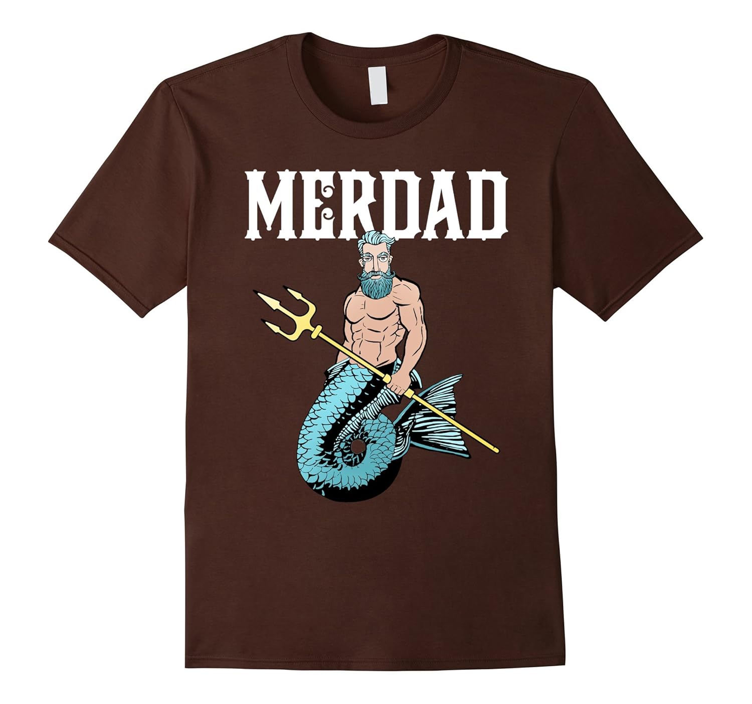 Mens Merdad Mermaid Dad T Shirt With Trident
