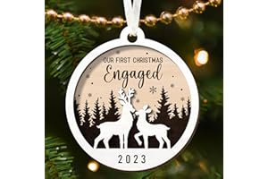 BEEFAST First Christmas Engaged Ornament 2023 - Engagement Gifts for Couples, Engagement Gifts for Women - Engagement Ornament - Wedding Gifts for Couples Unique 2023 - Wood 2023 Christmas Engaged Ornament