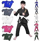 POZTEV Kids Brazilian Jiu Jitsu Gi For Kids BJJ Gi Youth Grappling Kimonos Preshrunk Lightweight Martial Arts Uniform