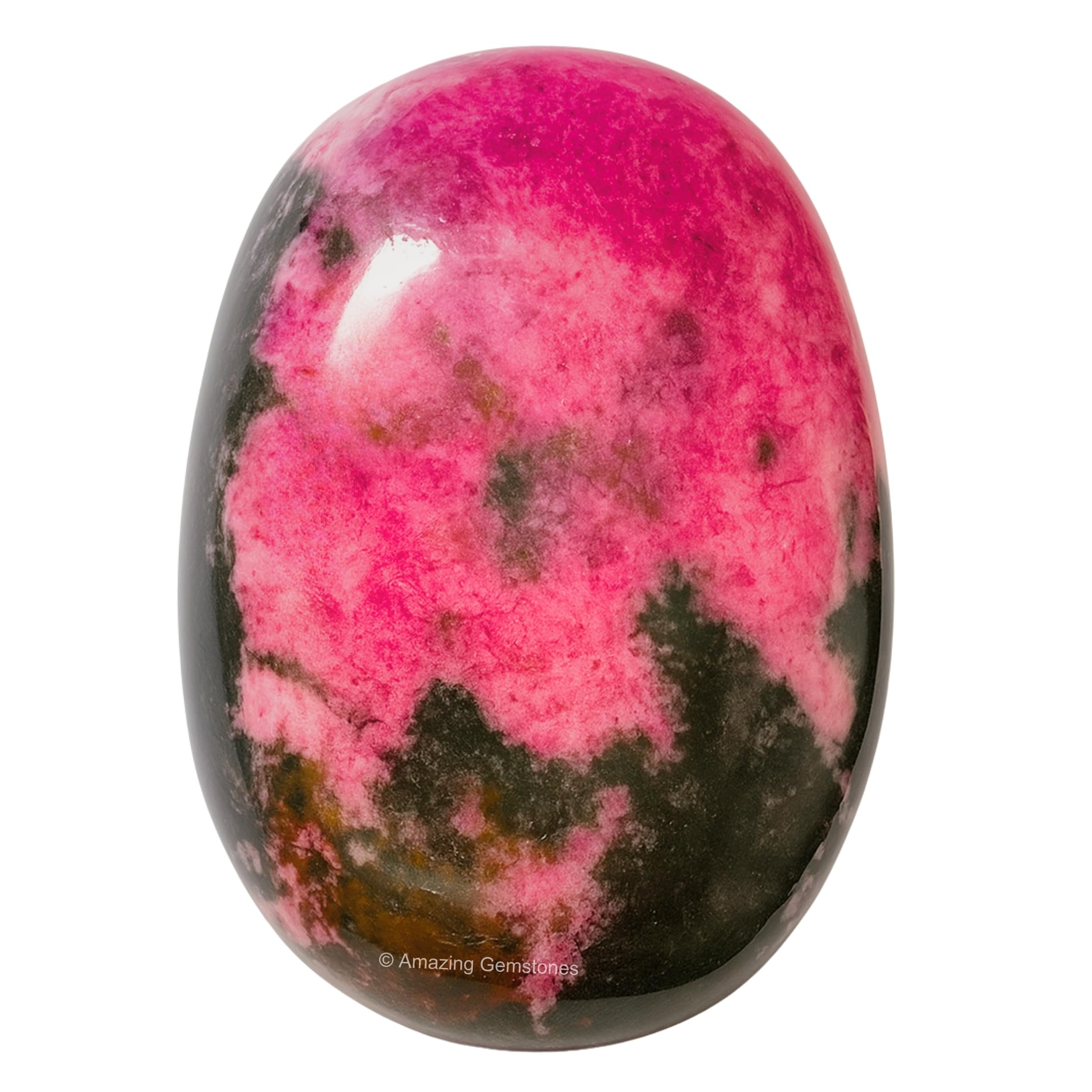 Palm Stone - Pocket Massage Worry Stone for Natural Body Chakra Balancing, Reiki Healing and Crystal Grid (Rhodonite)