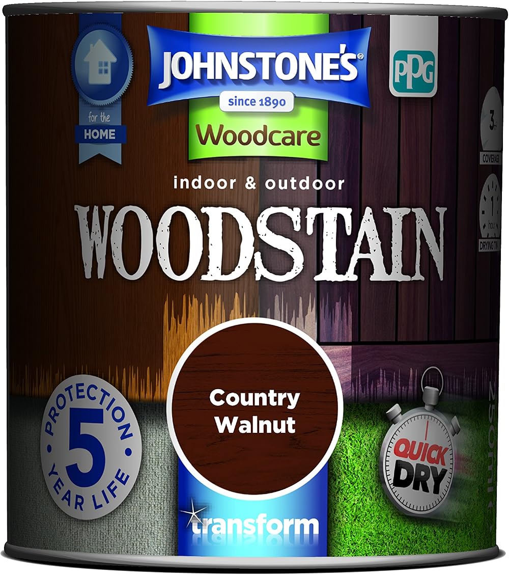 Johnstone's Interior & Exterior Woodstain Country Walnut 250ml Weathershield